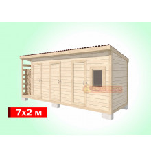Хозблок с дровником, душем и туалетом 7х2