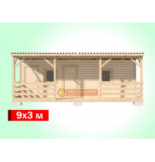 Хозблок с душем и верандой впереди 9х3