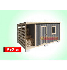 Хозблок из профлиста с дровником 5х2